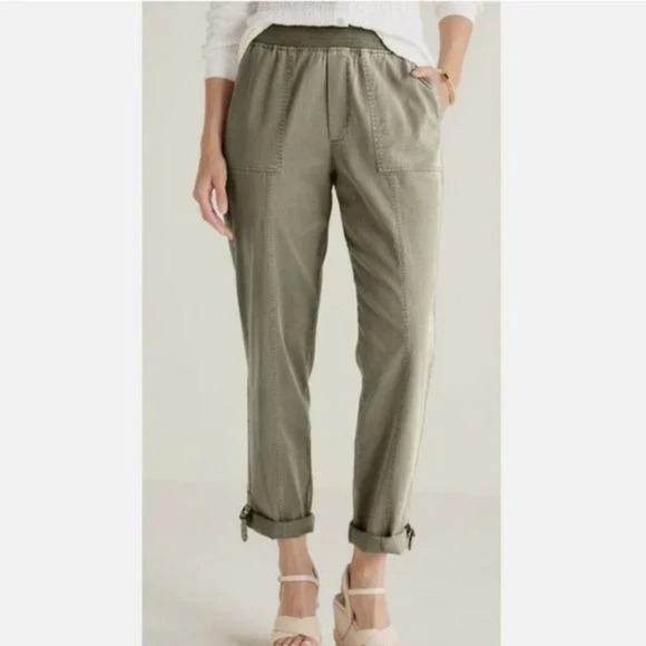 Soft Surroundings Pants - Soft Surroundings Medium Medina Roll Tab Pull On Pants Green